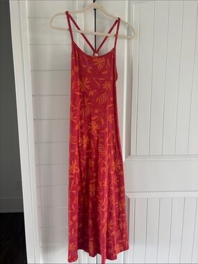 PACT Floral Dress with Orange Print
